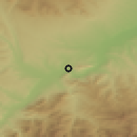 Shaded relief of the 54 km around Qumlaq, drawn from the GMTED2010 grid