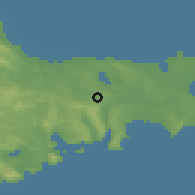 Shaded relief of the 53 km around Rəsulzadə, drawn from the GMTED2010 grid