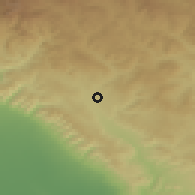 Shaded relief of the 53 km around Sabir, drawn from the GMTED2010 grid