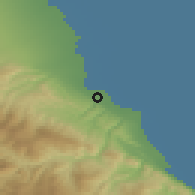 Shaded relief of the 53 km around Şabran, drawn from the GMTED2010 grid