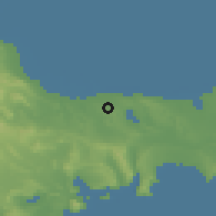 Shaded relief of the 53 km around Saray, drawn from the GMTED2010 grid