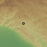 Shaded relief of the 53 km around Şəhriyar, drawn from the GMTED2010 grid