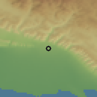 Shaded relief of the 53 km around Səməd Vurğun, drawn from the GMTED2010 grid