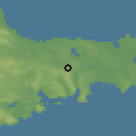 Shaded relief of the 53 km around Xırdalan, drawn from the GMTED2010 grid
