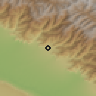 Shaded relief of the 53 km around Zaqatala, drawn from the GMTED2010 grid