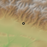 Shaded relief of the 53 km around Bum, drawn from the GMTED2010 grid