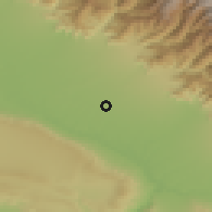 Shaded relief of the 53 km around Əliabad, drawn from the GMTED2010 grid