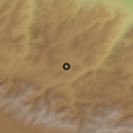 Shaded relief of the 53 km around Gədəbəy, drawn from the GMTED2010 grid
