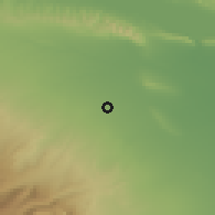 Shaded relief of the 53 km around Goranboy, drawn from the GMTED2010 grid