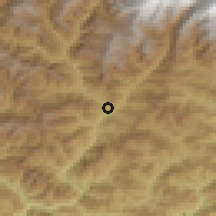 Shaded relief of the 57 km around Bāglung, drawn from the GMTED2010 grid