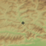 Shaded relief of the 57 km around Byas, drawn from the GMTED2010 grid