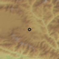 Shaded relief of the 57 km around Dhulikhet, drawn from the GMTED2010 grid