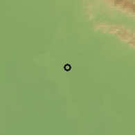 Shaded relief of the 57 km around Gulariya, drawn from the GMTED2010 grid