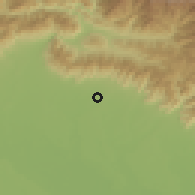 Shaded relief of the 57 km around Mahendranagar, drawn from the GMTED2010 grid