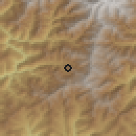Shaded relief of the 57 km around Mechinagar, drawn from the GMTED2010 grid