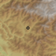 Shaded relief of the 57 km around Nārāyan, drawn from the GMTED2010 grid