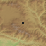 Shaded relief of the 57 km around Panauti, drawn from the GMTED2010 grid