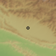 Shaded relief of the 57 km around Tulsīpur, drawn from the GMTED2010 grid