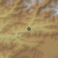 Shaded relief of the 57 km around Bidur, drawn from the GMTED2010 grid
