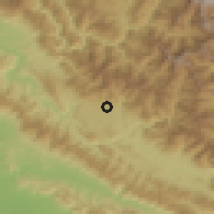 Shaded relief of the 57 km around Birendranagar, drawn from the GMTED2010 grid