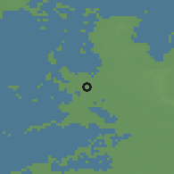 Shaded relief of the 49 km around Utrecht, drawn from the GMTED2010 grid
