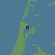 Shaded relief of the 48 km around Bergen, drawn from the GMTED2010 grid
