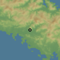 Shaded relief of the 58 km around La Foa, drawn from the GMTED2010 grid