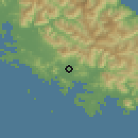 Shaded relief of the 58 km around Païta, drawn from the GMTED2010 grid