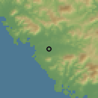 Shaded relief of the 58 km around Pouembout, drawn from the GMTED2010 grid