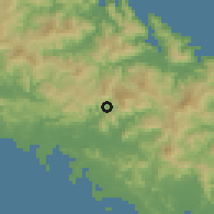 Shaded relief of the 58 km around Sarraméa, drawn from the GMTED2010 grid