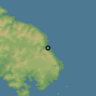 Shaded relief of the 58 km around Yaté, drawn from the GMTED2010 grid