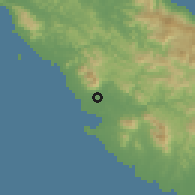 Shaded relief of the 58 km around Kaala Gomén, drawn from the GMTED2010 grid