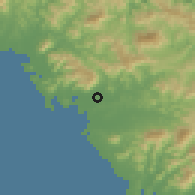 Shaded relief of the 58 km around Koné, drawn from the GMTED2010 grid