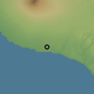 Shaded relief of the 53 km around Manaia, drawn from the GMTED2010 grid