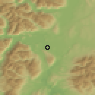 Shaded relief of the 51 km around Manapouri, drawn from the GMTED2010 grid