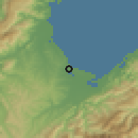 Shaded relief of the 53 km around Mapua, drawn from the GMTED2010 grid