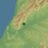 Shaded relief of the 52 km around Blackball, drawn from the GMTED2010 grid