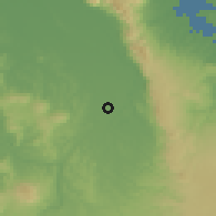 Shaded relief of the 54 km around Matamata, drawn from the GMTED2010 grid