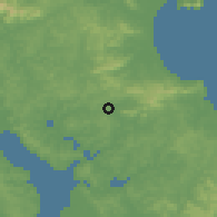 Shaded relief of the 55 km around Maungaturoto, drawn from the GMTED2010 grid
