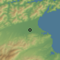 Shaded relief of the 53 km around Blenheim, drawn from the GMTED2010 grid