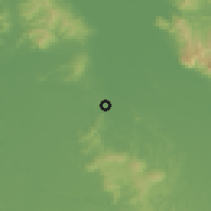 Shaded relief of the 54 km around Morrinsville, drawn from the GMTED2010 grid