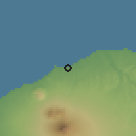 Shaded relief of the 54 km around New Plymouth, drawn from the GMTED2010 grid