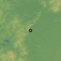 Shaded relief of the 54 km around Ngaruawahia, drawn from the GMTED2010 grid
