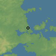 Shaded relief of the 54 km around North Shore, drawn from the GMTED2010 grid