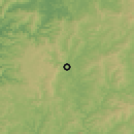 Shaded relief of the 54 km around Ohura, drawn from the GMTED2010 grid