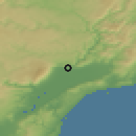 Shaded relief of the 51 km around Outram, drawn from the GMTED2010 grid