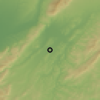 Shaded relief of the 53 km around Pahiatua, drawn from the GMTED2010 grid