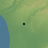 Shaded relief of the 53 km around Bulls, drawn from the GMTED2010 grid