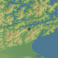 Shaded relief of the 53 km around Picton, drawn from the GMTED2010 grid