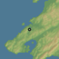 Shaded relief of the 53 km around Porirua, drawn from the GMTED2010 grid